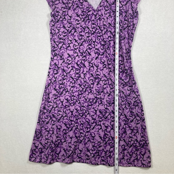 Athleta Women’s A-Line Mini Dress Faux Wrap V-Neck Cap Sleeve MP Purple - Picture 9 of 11